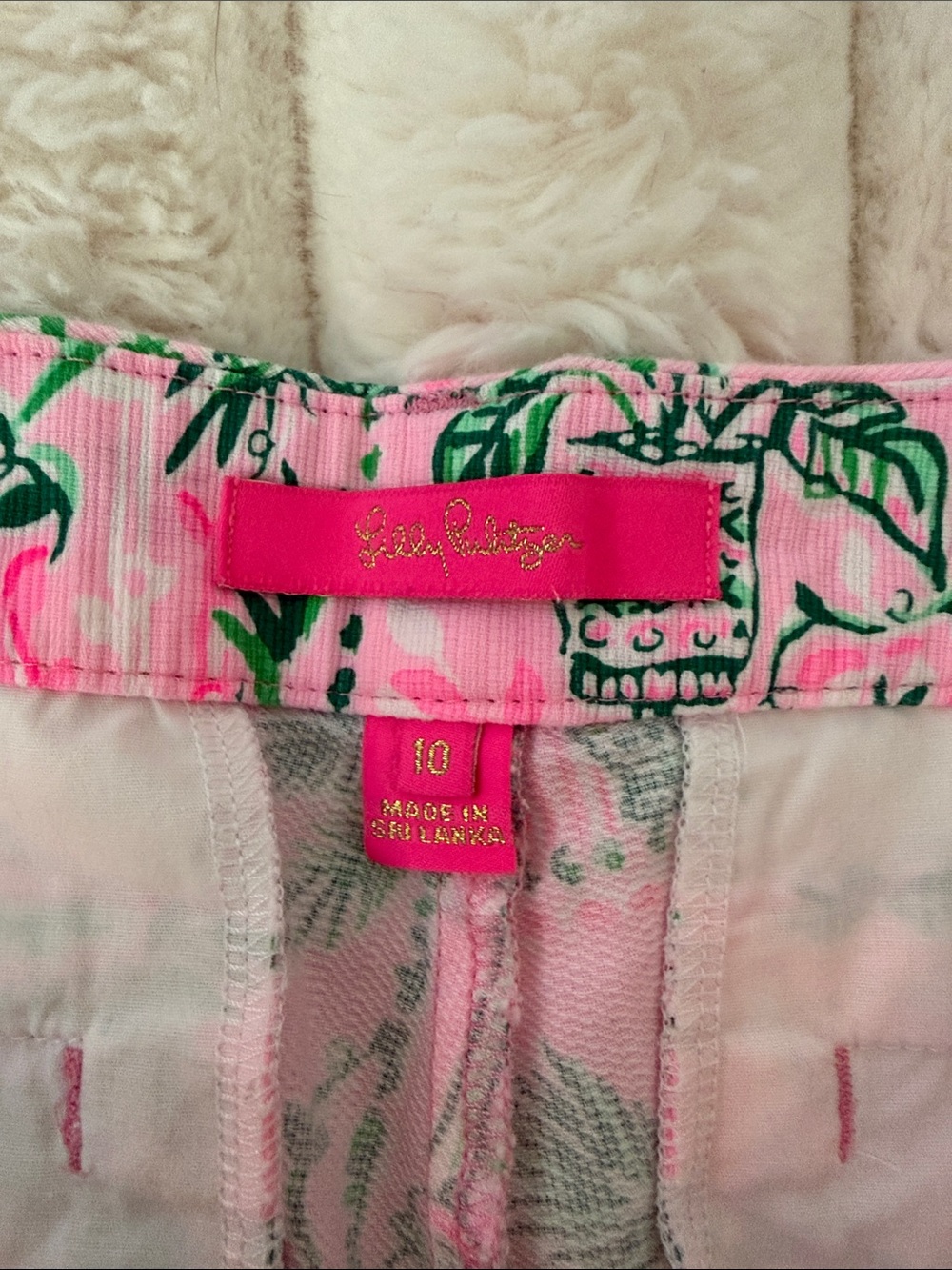Lilly Pulitzer Pink Palm-Print Cotton Bermuda Shorts - Picture 2 of 3